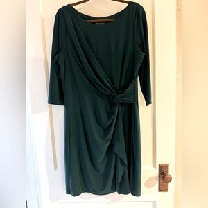 Jessica Howard Hunter Green Twist-Front Dress Size 16